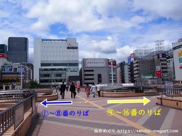 仙台駅から「るーぷる仙台」バス乗り場へ